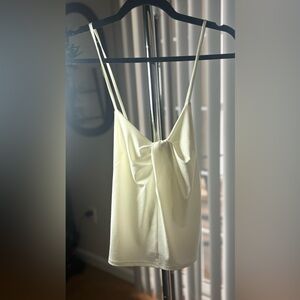 Banana Republic Ivory Satin Slip Dress with Twist Front